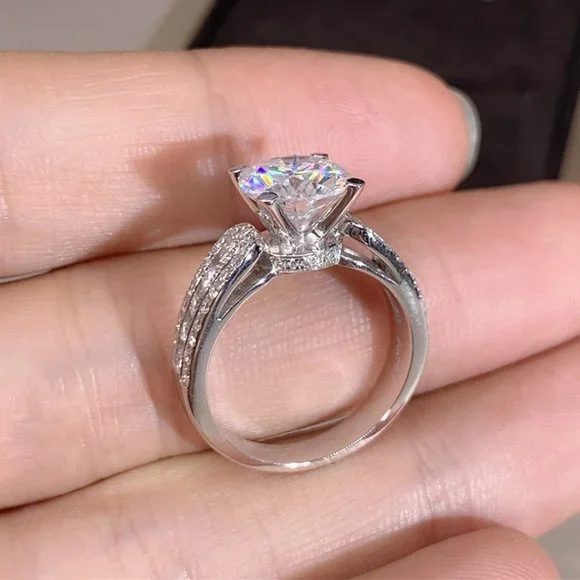 💍"Engagement Anillos Round Zircon Silver Plated Wedding BeautifulRingUNVN12053 - Picture 4 of 7